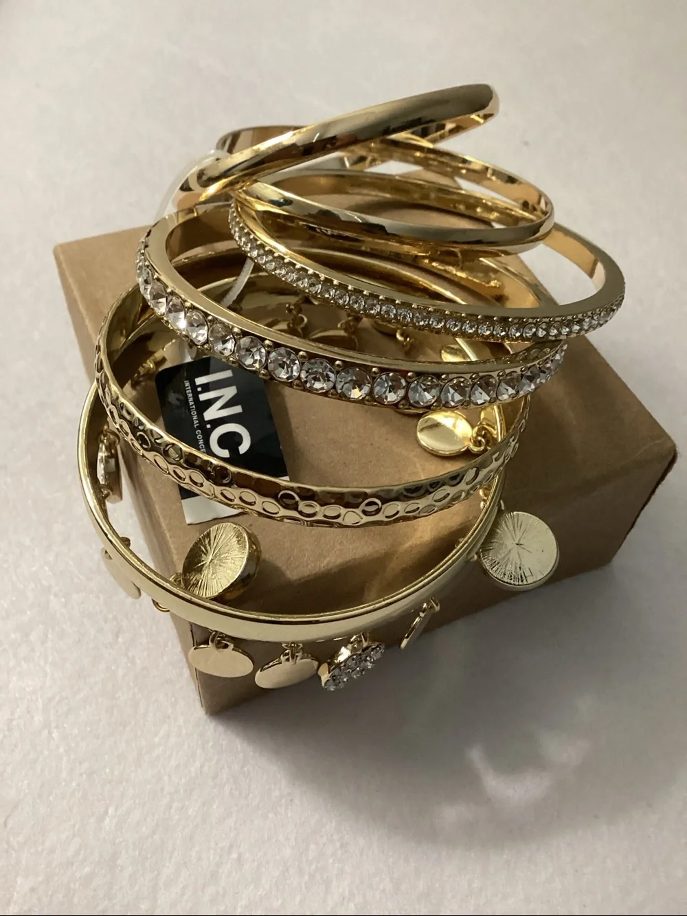 I.N.C International Concepts Gold-Tone 6-Pc. Set Crystal Bangle Bracelets